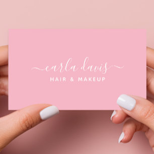 Carte De Visite Script de signature rose pastel Calligraphie