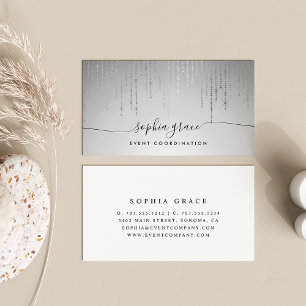 Carte De Visite Script de signature Silver Rain