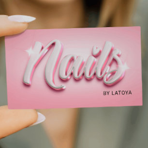 Carte De Visite Script de style 3D manicuriste de style Manicurist
