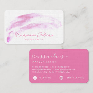 Carte De Visite Script de trait d'Aquarelle rose