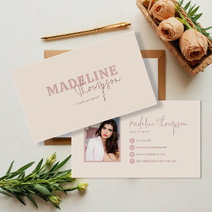 Carte De Visite Script de typographie rose crème Boho