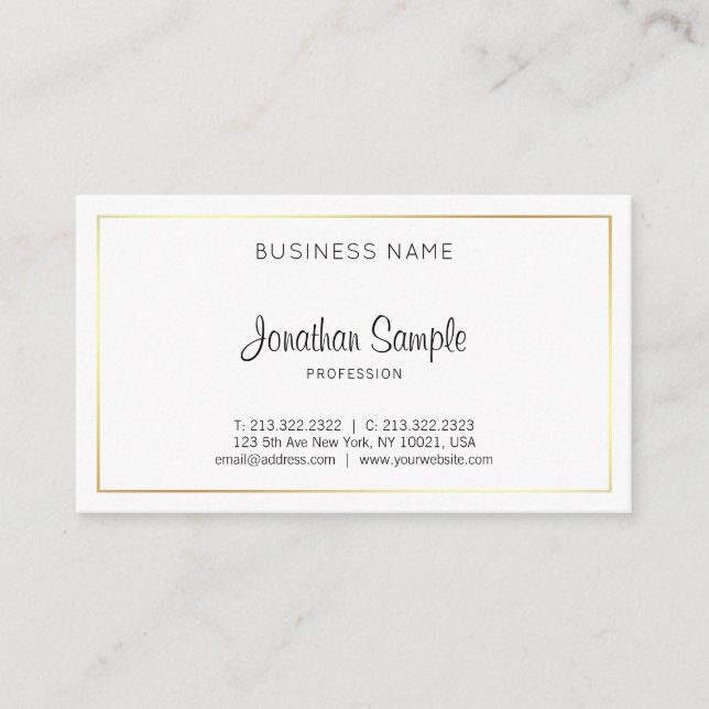 Carte De Visite Script Design tendance élégant Plain moderne luxe  (Devant)