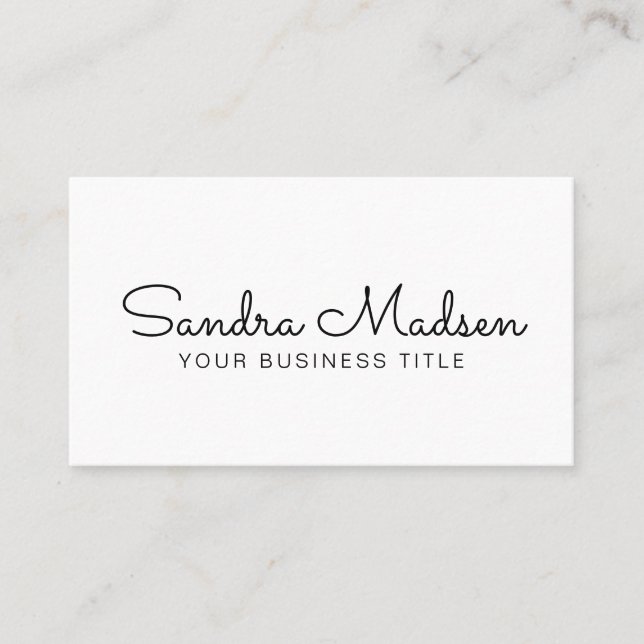 Carte De Visite Script écrit main blanche Consultant commercial (Devant)