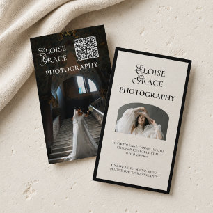 Carte De Visite Script Éditorial Code Qr et Photo Professionnel