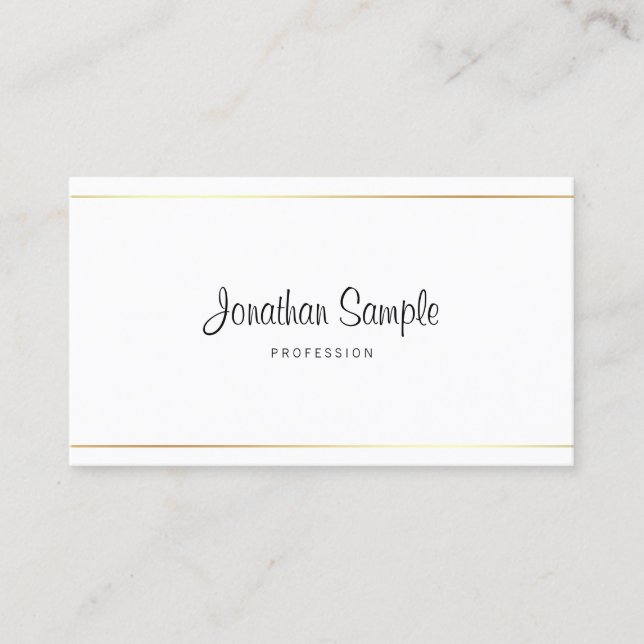 Carte De Visite Script Élégant calligraphie moderne Plain Luxe (Devant)