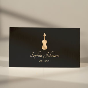 Carte De Visite Script élégant Gold Cello