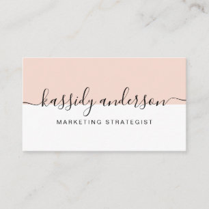Carte De Visite Script Élégant minimal Logo d'entreprise rose deux
