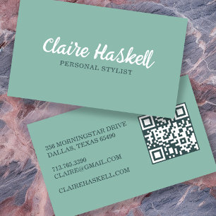 Carte De Visite Script élégant minimaliste été moderne QR Code mod