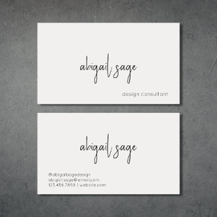 Carte De Visite Script élégant Moderne minimaliste foncé sur lumiè