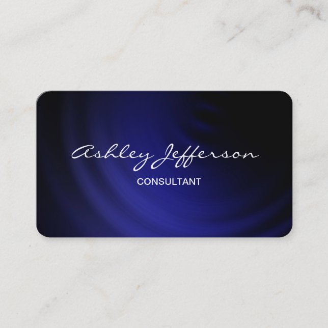 Carte De Visite Script élégant Night Blue Professional tendance (Devant)