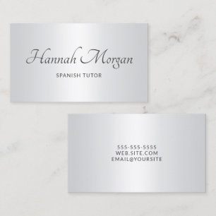 Carte De Visite Script élégant Ombre blanc gris clair