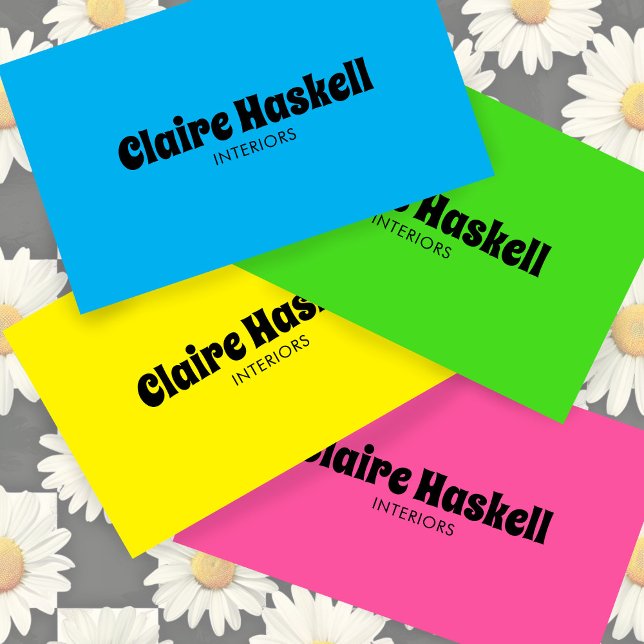 Carte De Visite Script fantaisie Gras Bleu Clair Chic Minimal (Fancy Script Bold Bright Blue Chic Minimal Business Card
)