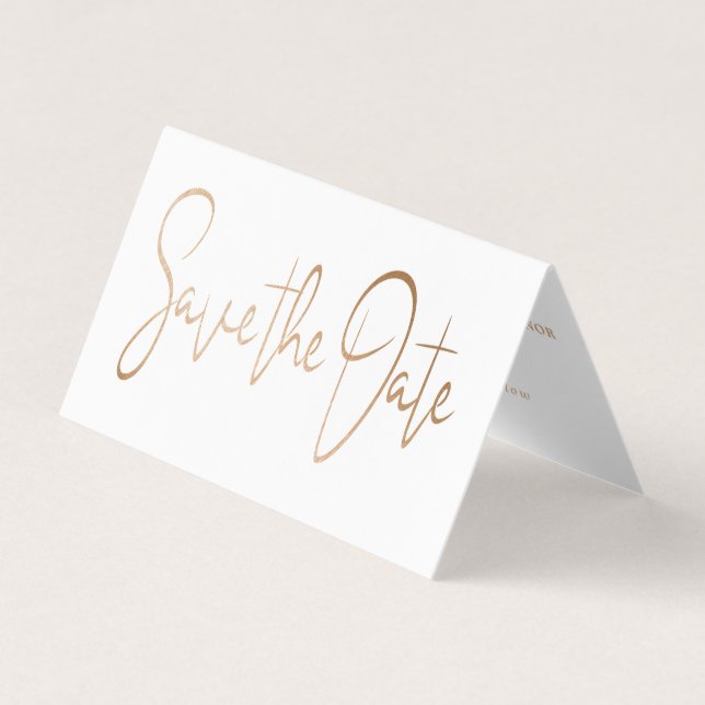 Carte De Visite Script Gold Foil Moderne Photo Enregistrer la cart (Devant)