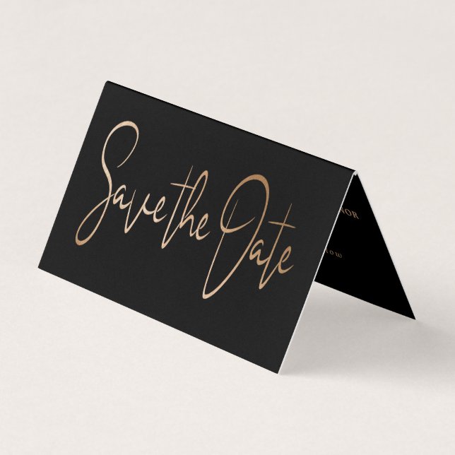 Carte De Visite Script Gold Foil Moderne Photo Enregistrer la cart (Devant)