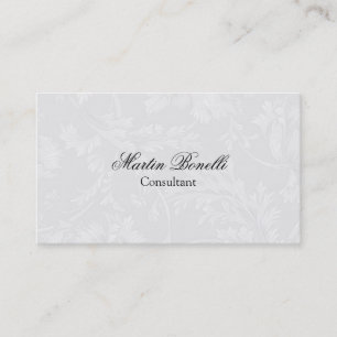 Carte De Visite Script gris floral Damask