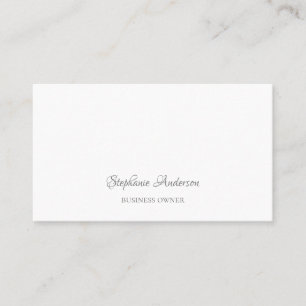 Carte De Visite Script gris minimaliste blanc clair professionnel