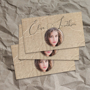 Carte De Visite Script & Grunge Social Media QR Code photo unique