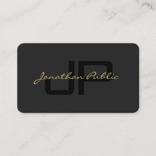 Carte De Visite Script main Black & Gold Luxurious Premium Pearl