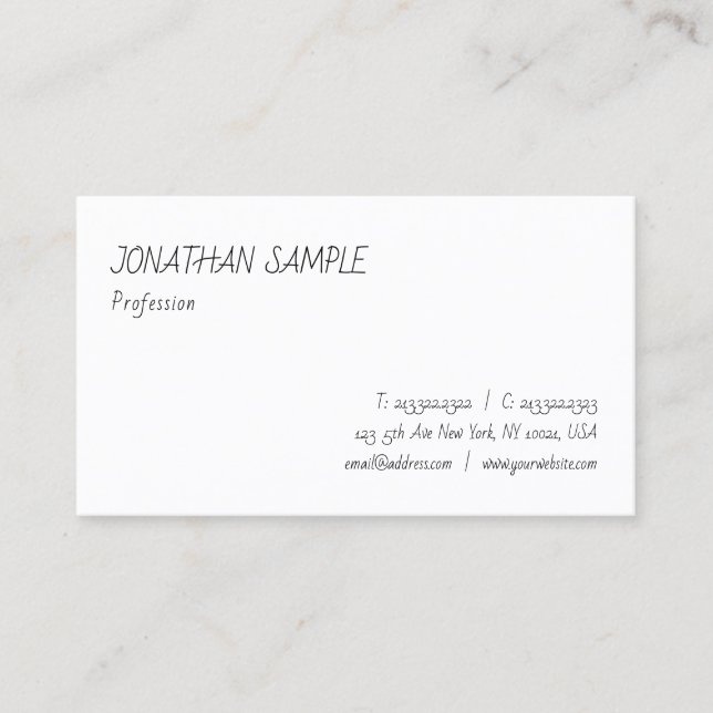 Carte De Visite Script main élégant moderne Simple Modèle tendance (Devant)