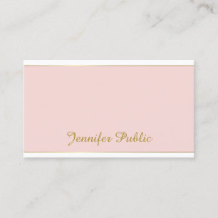 Carte De Visite Script main moderne Blush rose Modèle or tendance