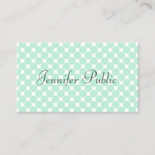 Carte De Visite Script main moderne Elegant Mint Green Modèle