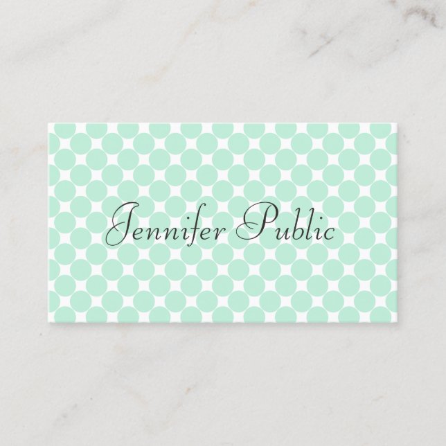 Carte De Visite Script main moderne Elegant Mint Green Modèle (Devant)