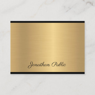 Carte De Visite Script Main Texte Moderne Glamour Or Chic Luxe
