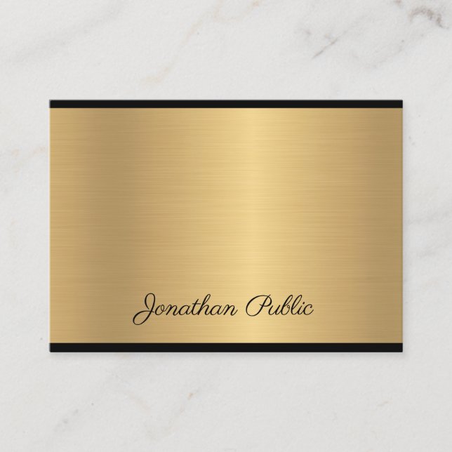 Carte De Visite Script Main Texte Moderne Glamour Or Chic Luxe (Devant)