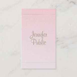 Carte De Visite Script manuscrit Calligraphie Pink Gold Luxe