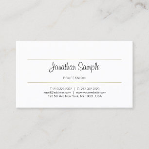 Carte De Visite Script manuscrit Or minimaliste Design Plain