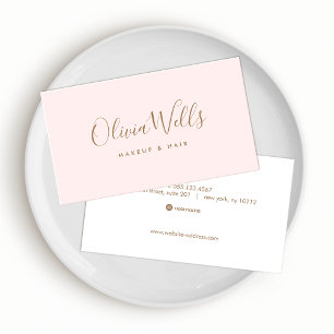 Carte De Visite Script manuscrit rose clair simple médias sociaux