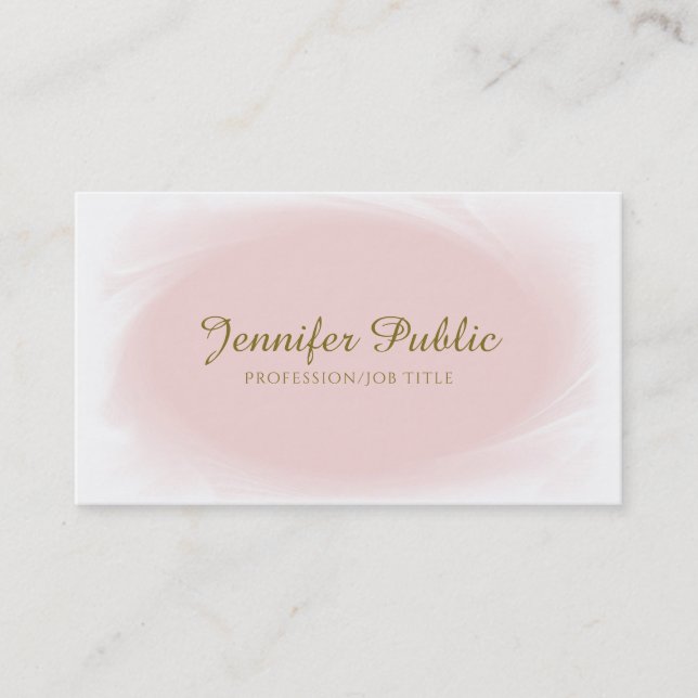 Carte De Visite Script manuscrit tendance Blush Pink Gold Design (Devant)