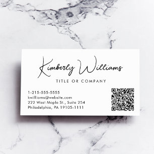 Carte De Visite Script minimal QR Code Professionnel