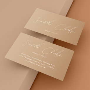 Carte De Visite Script minimaliste Boho Crème Beige manuscrit