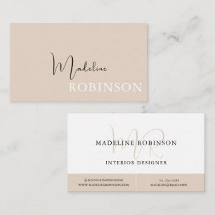 Carte De Visite Script minimaliste moderne Boho Beige