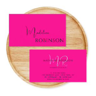 Carte De Visite Script minimaliste moderne Hot Pink