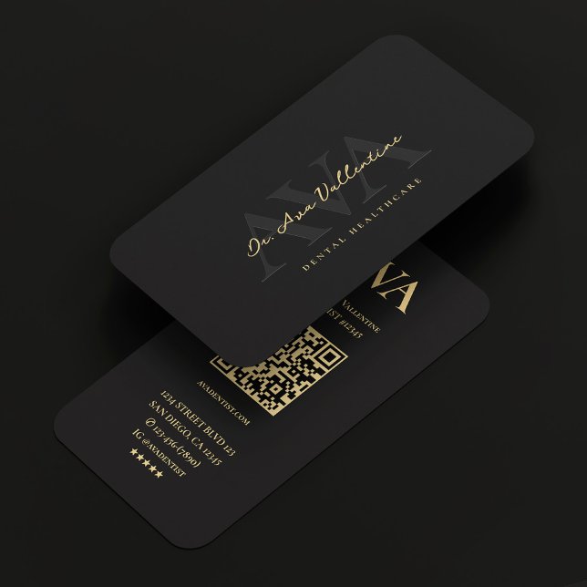 Carte De Visite Script minimaliste moderne professionnel noir QR (Minimalist Modern Professional Black Script QR Business Card
)