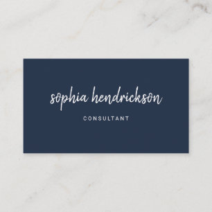 Carte De Visite Script moderne  Bleu marin élégant et professionne
