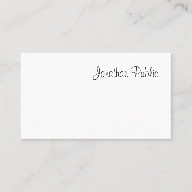 Carte De Visite Script moderne Cool professionnel Simple Plain Top (Devant)
