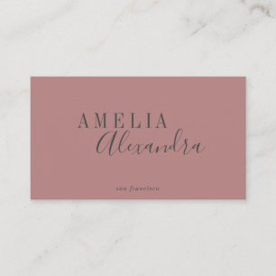 Carte De Visite Script moderne Dusty Rose gris personnalisé Boho c