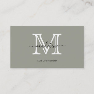 Carte De Visite Script moderne élégant À feuillage persistant brou