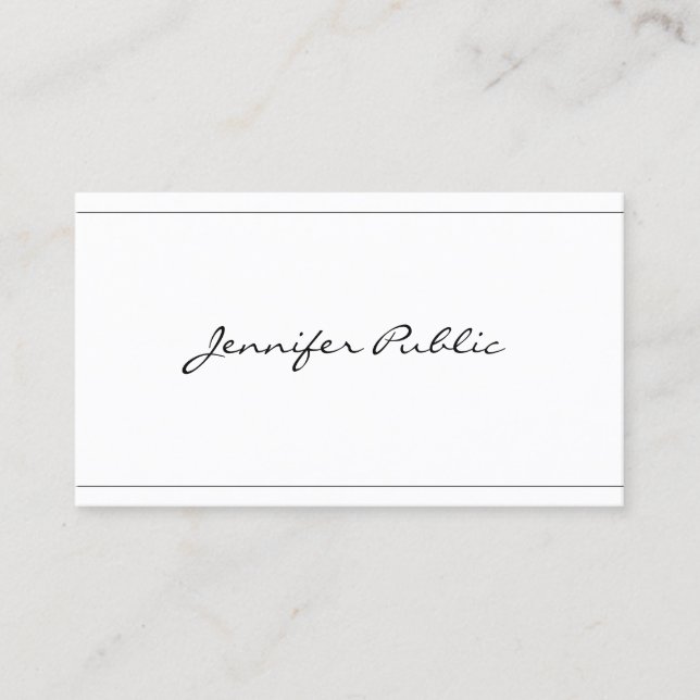 Carte De Visite Script Moderne élégant Design élégant Belle Plaine (Devant)