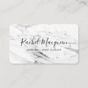 Carte De Visite Script moderne en marbre noir blanc
