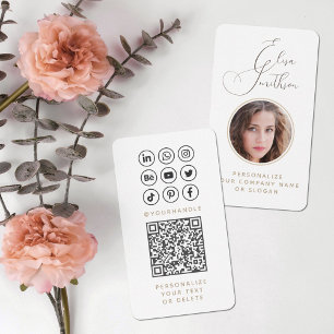 Carte De Visite Script Moderne Médias Sociaux QR Code Ajouter votr