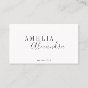 Carte De Visite Script moderne minimaliste Boho Chic noir blanc