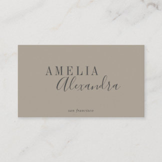 Carte De Visite Script moderne minimaliste Boho Neutre Taupe Gris