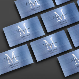 Carte De Visite Script moderne Monogramme bleu