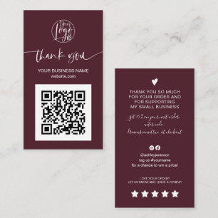 Carte De Visite Script moderne QR code Bourgogne ordre merci