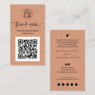 Carte De Visite Script moderne QR code terracotta ordre merci