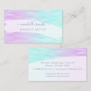 Carte De Visite Script moderne rose Aqua Blue Pastel Ombre élégant